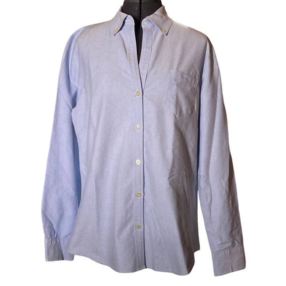 Banana Republic Womens Size Large Long Sleeve Baby Blue Wash Button Front Shirt - Picture 1 of 8